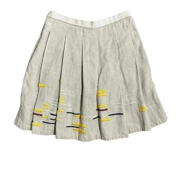 Rare Anthropologie "Hatch Mark Skirt" by Maeve, Beige, Embroidered, 4 - Picture 4 of 6